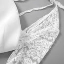 Vestido Mini Feminino com Renda Patchwork e Cintura Franzida - Linha A Costas Abertas Sexy Festa Balada Outono Inverno