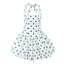 Vestido Feminino Branco com Poa e Halter - Sexy Costas Abertas Amarrão Evasê Elegante Festa Verão