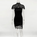 Vestido Feminino Sexy com Renda See Through e Tomara que Caia - Festa Clube Noite