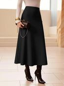 Women Midi Skirt High Waist A line Flowy Style Breathable Fabric Ideal for Casual Streetwear Dates  Classic Colors