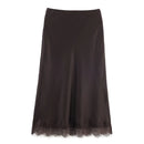 Tidalyf 2025 Women Two Piece Skirt Set Off Shoulder Lace Trim Cami Top with Split Hem Midi Skirt Sexy Elegant Outfit