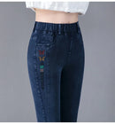 Oversize High Waist Stretch Jeans Black Autumn Women Slim Skinny Trousers Fashion Embroidery Female Winter Casual Denim Pants
