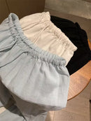 Elegant White Wide Leg Pants Women Fashion Streetwear Linen Black Baggy Pants Summer Korean High Waist Casual Straight Trousers