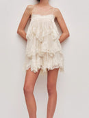 Vestido Mini Feminino Branco com Renda e Ombro Frio - Boho Casual Praia Verão