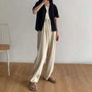 High Waist Women Suit Pants Fall Straight Office Ladies Korean Fashion Trousers Casual Button Loose Female Black Pants New 2024