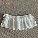 Lace Mini Skirts Women Elegant Sweet Lolita Short Skirts High Waist Y2k Streetwear Ruffle Skirts Lace Trim Butt Curtain Skirt