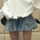 American Vintage Denim Skirt Women Street Sexy Bud Mini Skirt High Waisted Harajuku Y2K Puff Casual Preppy Style Chic Skirt