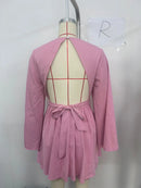 Vestido Feminino Elegante Linha A com Costas Abertas e Amarrão - Cor Sólida Cintura Marcada Estilo Executivo