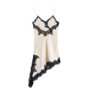 Vestido Feminino de Cetim com Renda Assimétrica e Alças - Sexy Costas Abertas Streetwear