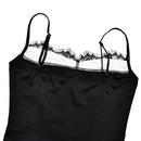 Vestido Mini Feminino Preto com Renda Floral e Alças Finas - Sexy Costas Abertas Slim Elegante Festa Clube