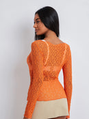 Women Lace Pullover TopS Retro Long Sleeve Round Neck See Through Solid Color Fitted T-Shirts Casual Blouse Streetwear Y2K 2000s