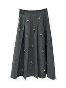 Elegant Crystal Pleated Skirts For Women Spring Autumn Winter 2025 New Solid Korean Skirt High Waist A-line Faldas Dress Female