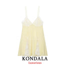 Vestido Curto Feminino Amarelo Chic com Alças e Renda - Sexy Cor Sólida Costas Abertas Praia Férias 2026