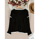 New Women's V-Neck Knit Sweater White Trim Plus Size Casual Fashion Pullover Bohemian Top for Fall Winter Chic y2k clothing