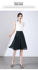High Waist Wide Leg Pants Women Summer Loose Thin Chiffon Five-Quarter Length Anti-Light Skirt Trendy Casual Trousers