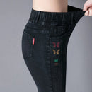 Oversize High Waist Stretch Jeans Black Autumn Women Slim Skinny Trousers Fashion Embroidery Female Winter Casual Denim Pants