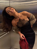 Vestido Bodycon Feminino com Halter e Renda - Sexy Costas Abertas Fitness Festa Clube