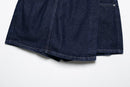 Women Casual Navy Blue Denim Shorts Set V-neck Short Sleeves Cropped Shirt High Waist Solid Color Shorts Skirt Female Suits