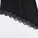 Ladies Elegant Asymmetric Lace Hem Black Blouse Chic O-neck Long Sleeve Loose T-shirt Tops 2026 New Spring Women's Blouse