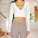 New Women Crop Wrap Tops Solid Color Tie up Hem V-Neck Fitted Long Sleeve Shirt For Club Streetwear Aesthetic Clothes S M L