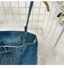 Faionable Denim ter Ne Crop Top And High Waist  Skirt Women's Set Summer Polyester Material Youthful Sle
