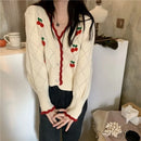 New Women Spring Autumn Knitted Cardigan Sweater V-neck Cropped Short Tops Korean Retro Outerwear Long Sleeve Sweaters Tops