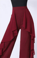 Dance Wide Leg Pants Women's High Waist Pants Lotus Leaf Side Wild Dangling Feel Training Pants 2022 New Dance Female pants