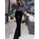 Fashion V High Waist Black Flare Pants Women 2025 Summer Korean Slim Fit Wide Leg Trousers Ladies Streetwear Bell Bottom Pants