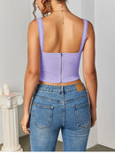 NewAsia Women's Sleeveless Spaghetti Strap Lace Crop Corset Top Backless Double Layer Fashion Casual Party Cami Bustier Tops