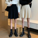 Knitted Pleated Skirts Women Above Knee Solid Casual Autumn All-match Design College Jupe Femme Korean Style High Waist Elegant