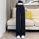 Women Wide Leg Pants Summer High Waist Casual Office Lady Straight Trouser Vintage Comfort Female Pocket All Match Solid Pants