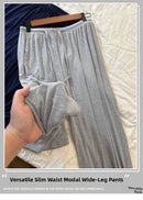 ay Wide Leg Pants Women's High Waist Loose Drapey Cool Casual Trousers Modal Cotton Comfortable Breathable Straight Cut