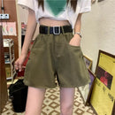 Denim Shorts Women High Waist Summer Solid All-match Hotsweet Loose Casual Rolled Edge Korean Style Chic Streetwear Ins Popular