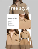 Conjunto Feminino 2 Peças com Camisa e Saia Plissada com Bordado - Casual Escritório