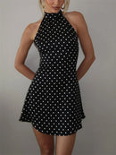 Vestido Mini Feminino com Bandagem e Patchwork Contrastante - Sexy Cintura Alta Verão