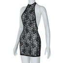 Vestido Mini Feminino Floral com Halter e Costas Abertas - Sexy Praia Balada 2024