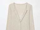 Cardigan Feminino de Renda com Botões e Manga Longa - Cropped Vintage Tricô Suave Casual