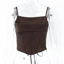 Spaghetti Strap Tank Top Sexy Backless Bandage Skinny Crop Tops 2023 Summer Elegant Lace Up Party Streetwear Women Camis