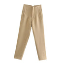 High Waist Solid Pants for Women Casual Basic Ankle Trousers with Pockets Zipper Fly Office Wear Pants Pantalones Mujer