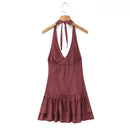 Vestido Feminino Branco com Renda Bordada e Halter - Sem Manga Costas Abertas Sexy Linha A Festa 2025