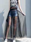 Saia Longa Feminina de Renda com Transparência - Boho Sexy Casual Verão