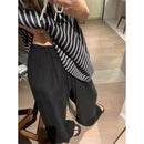Elegant White Wide Leg Pants Women Fashion Streetwear Linen Black Baggy Pants Summer Korean High Waist Casual Straight Trousers