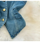 Faionable Denim ter Ne Crop Top And High Waist  Skirt Women's Set Summer Polyester Material Youthful Sle