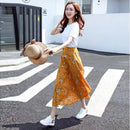 Summer Beach Floral Skirt for Women Cotton High Waist Wrap Maxi Skirt Long with Side Slit & Tie Detail Boho Style Design