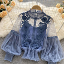 Lace Puff Long Sleeve Blouse Vintage Fashion Blouses Elegant Femme Blusas Korean Woman Tops Women Shirts Clothing Dropshipping