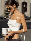Spaghetti Strap Tank Top Sexy Backless Bandage Skinny Crop Tops Summer Elegant Lace Up Party Streetwear Women Camis