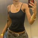 Summer Casual Sleeveless Spaghetti Strap Top Women Harajuku All-match Cropped Tops y2k Vintage Clothing