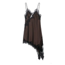 Vestido Curto Feminino de Cetim com Renda Assimétrica e Alças Finas - Sexy Festa 2026