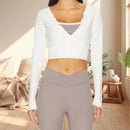 New Women Crop Wrap Tops Solid Color Tie up Hem V-Neck Fitted Long Sleeve Shirt For Club Streetwear Aesthetic Clothes S M L