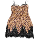 Vestido Mini de Renda com Estampa de Leopardo e Alças Finas - Praia e Festa